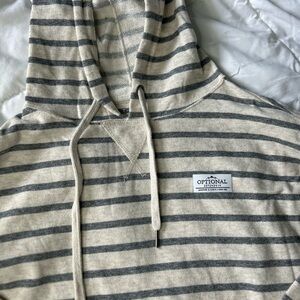 Gray Striped Hoodie Sweatshirt